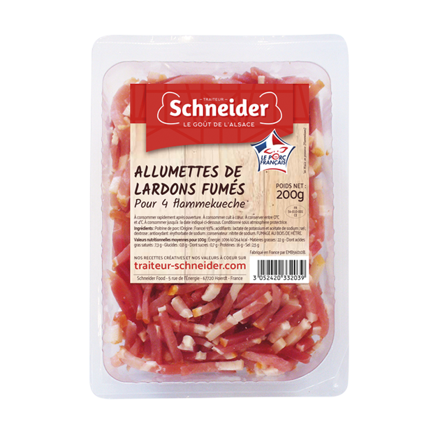 Allumettes de lardons fumées pour flammekueche