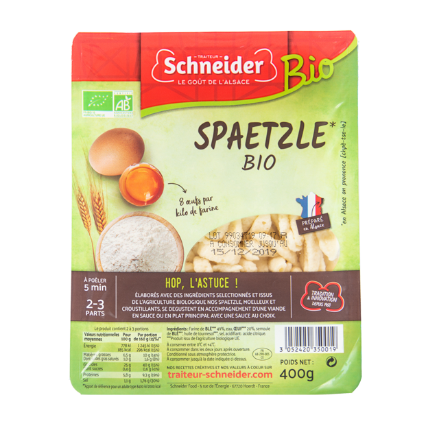 Spaetzle bio : pâte fraîche aux oeufs alsacienne